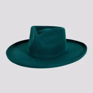 Rustler | Womens Wool Felt Teardrop Fedora Hat with Curled Brim