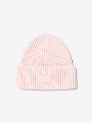 Acne Studios Kids Wool Beanie Hat in Pink