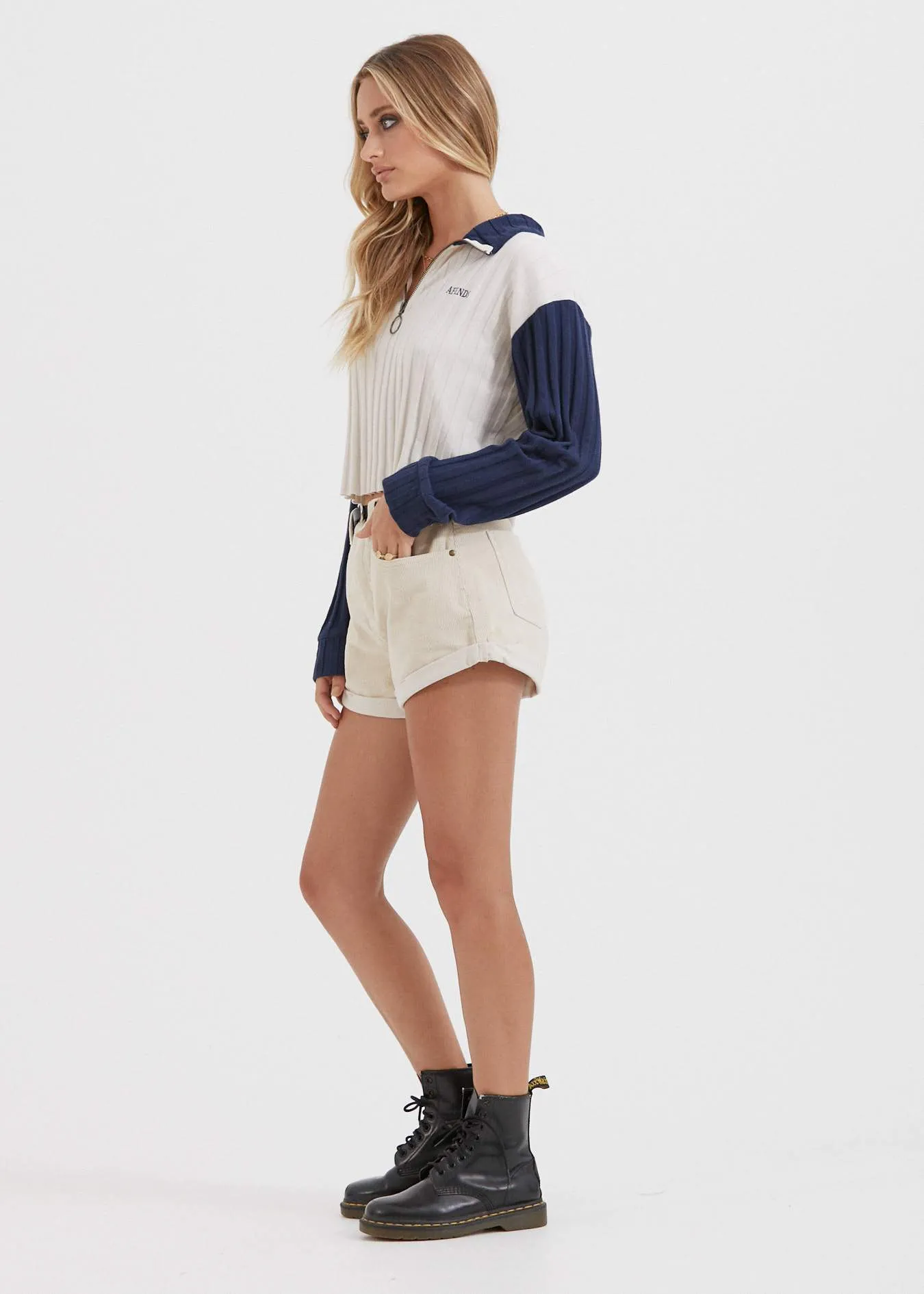 Afends Womens Fern - Half Zip Crew Neck - Moonbeam