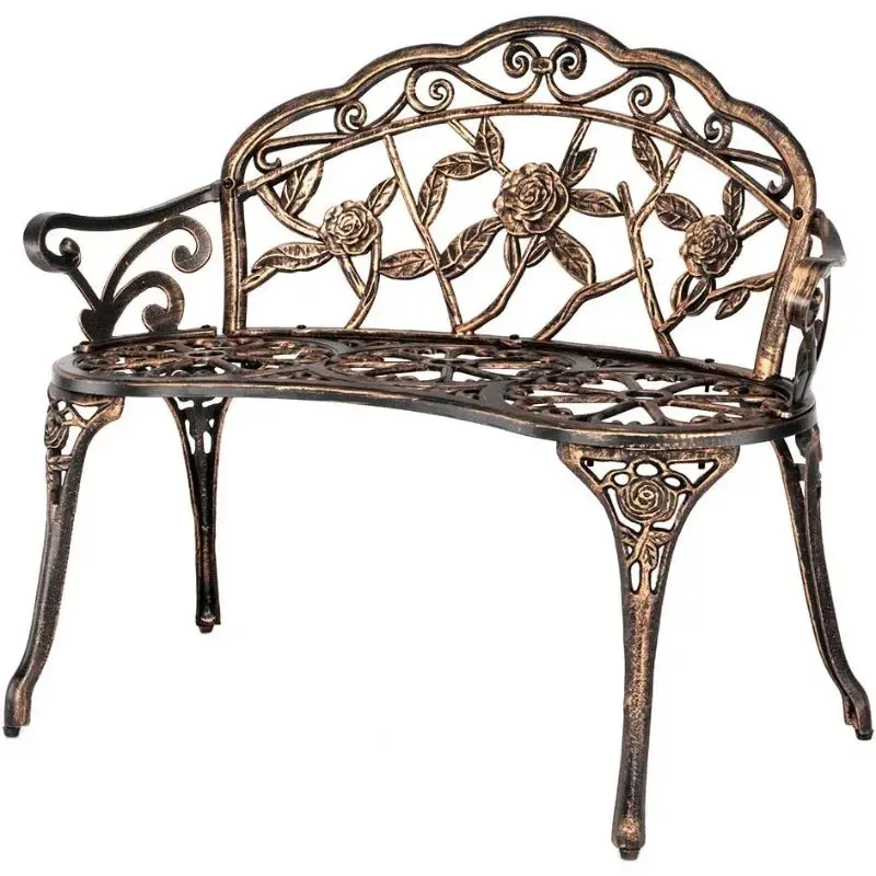 Antique Style Metal Rose Patio Park Bench