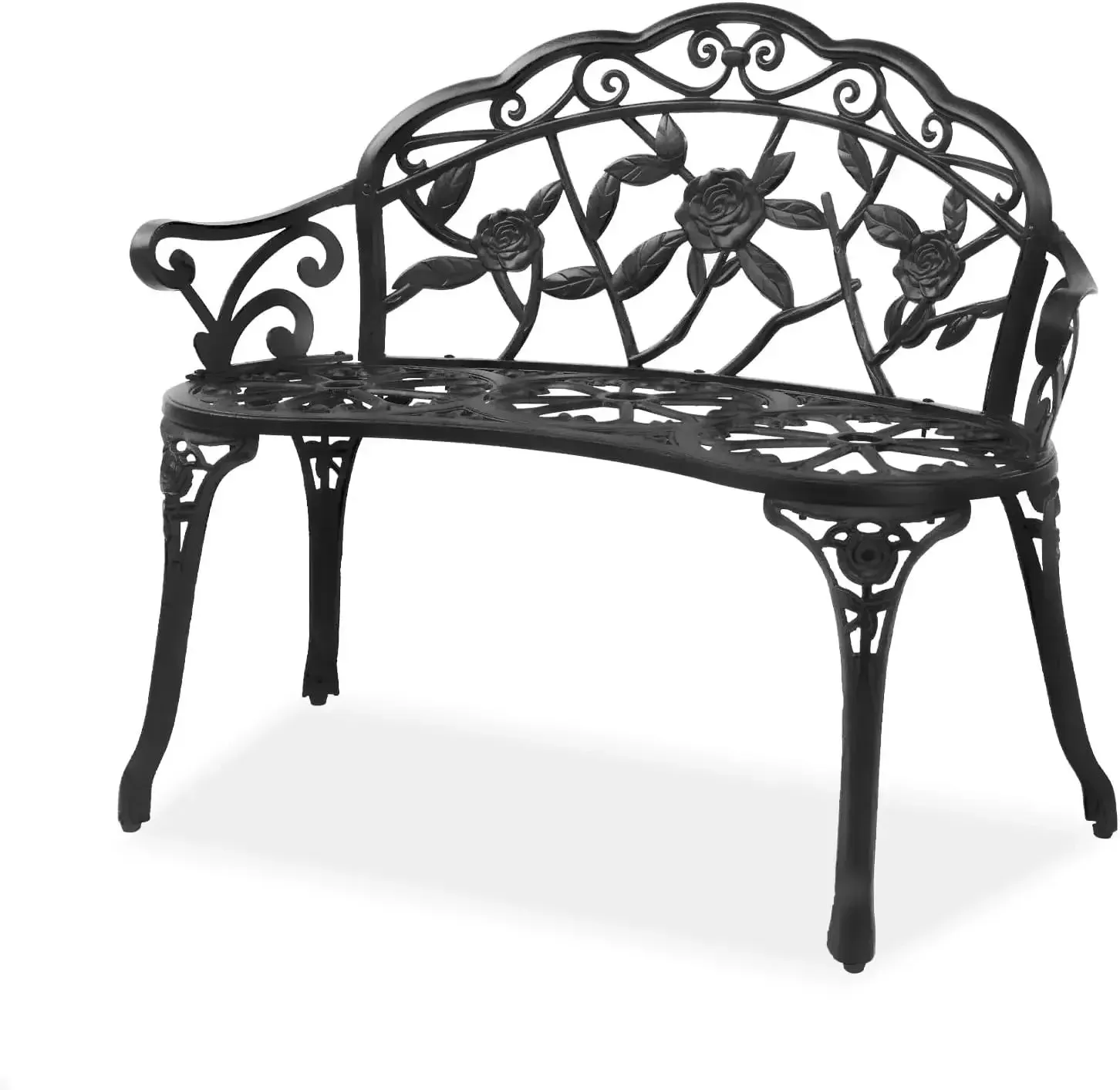 Antique Style Metal Rose Patio Park Bench