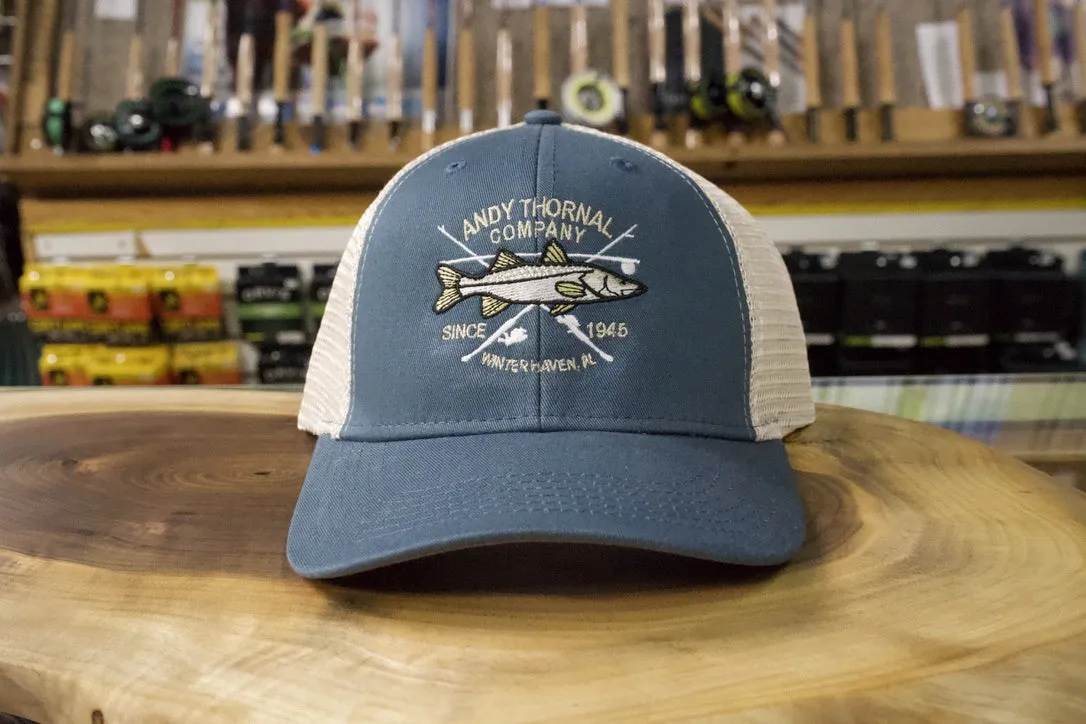 ATCo Crossed Rods Snook Trucker Hat Blue/Stone