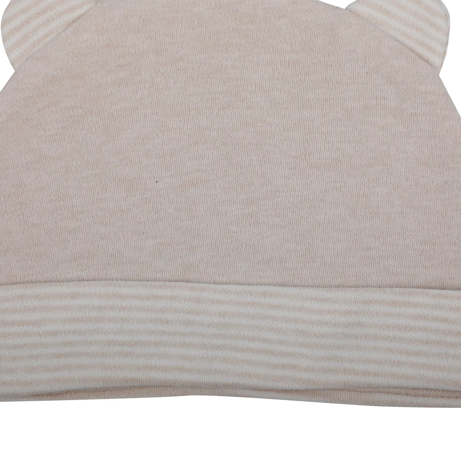 Baby Moo Solid And Striped Organic Soft Cotton Pack of 2 Caps - Beige