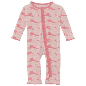 baby rose mermaids muffin ruffle zipper coverall