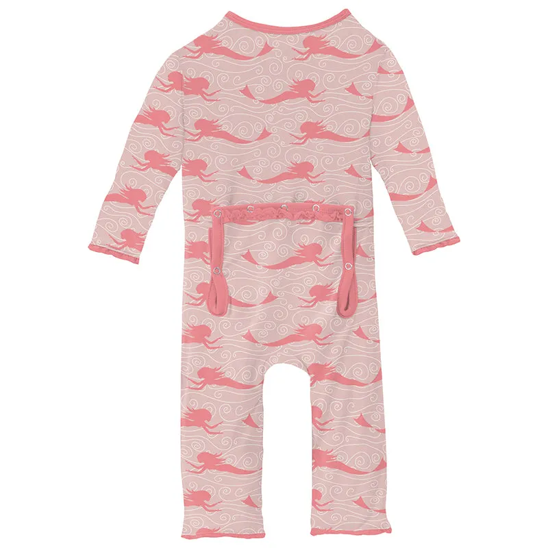 baby rose mermaids muffin ruffle zipper coverall