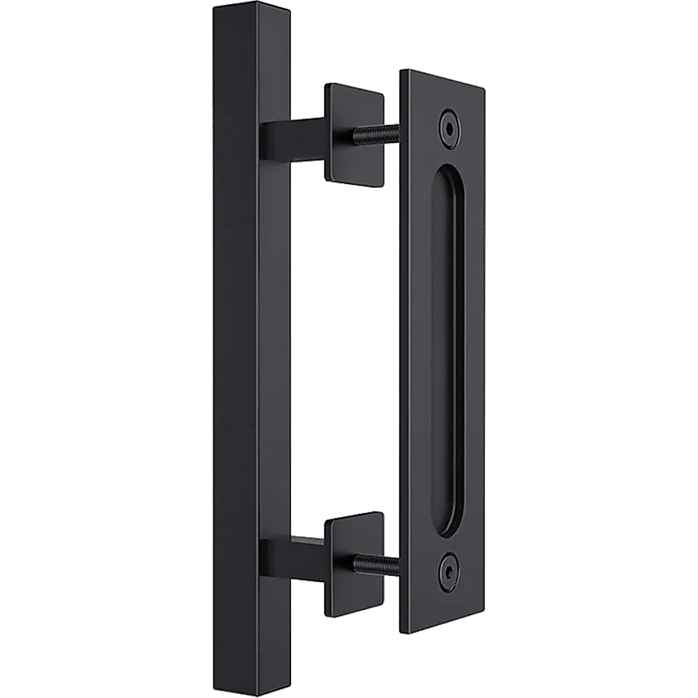 Black 12" Square Barn Door Handle Set Durable Steel