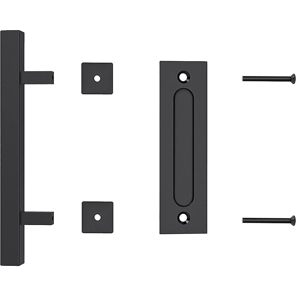 Black 12" Square Barn Door Handle Set Durable Steel