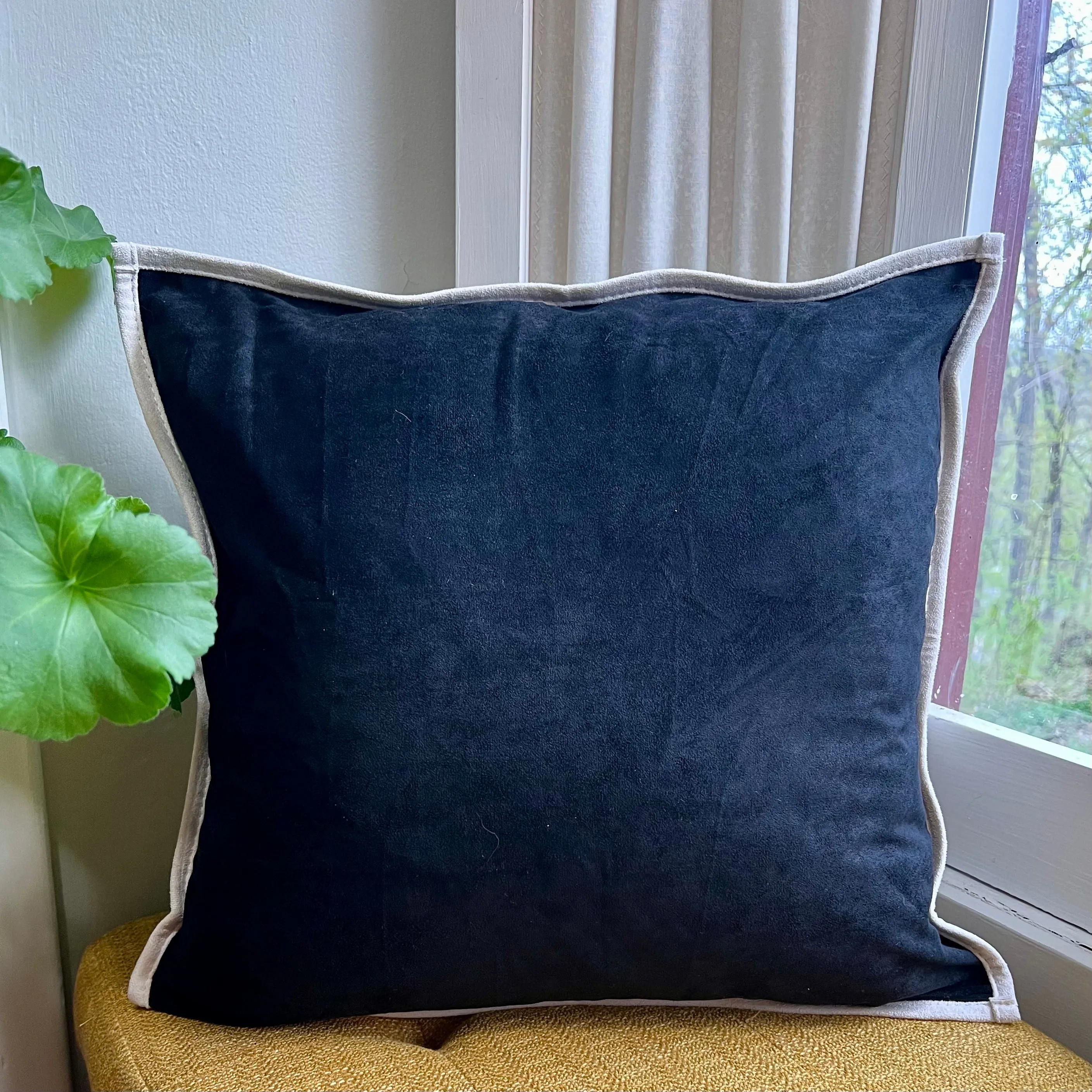 Black and White Floral Embroidered Pillow Cover