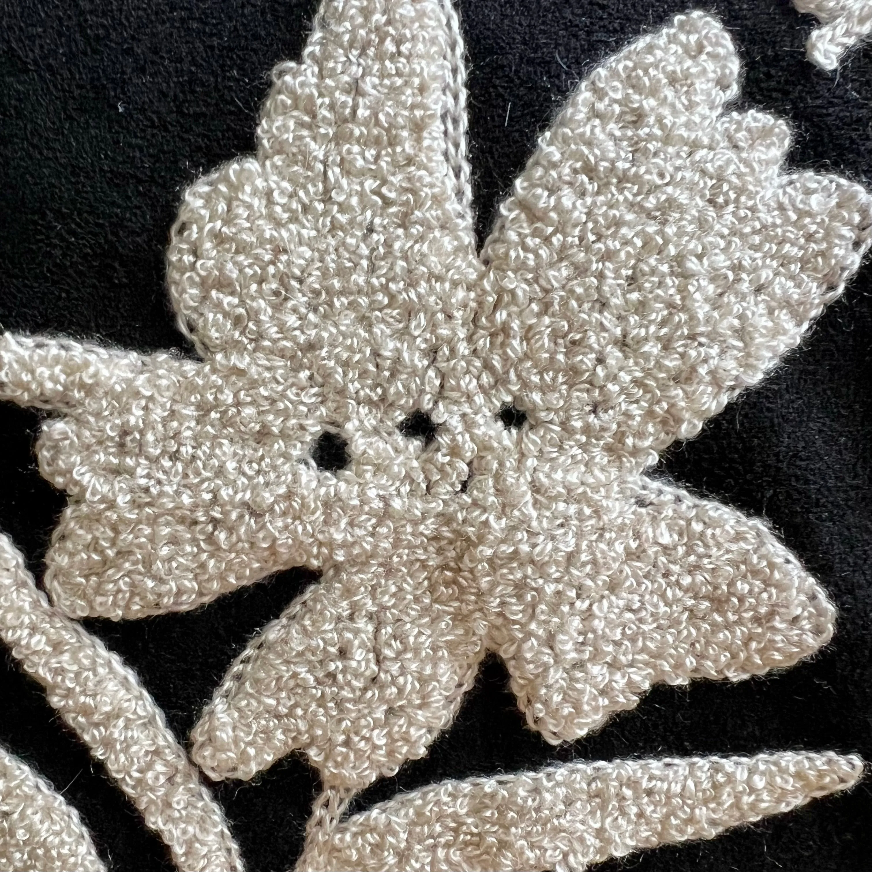 Black and White Floral Embroidered Pillow Cover