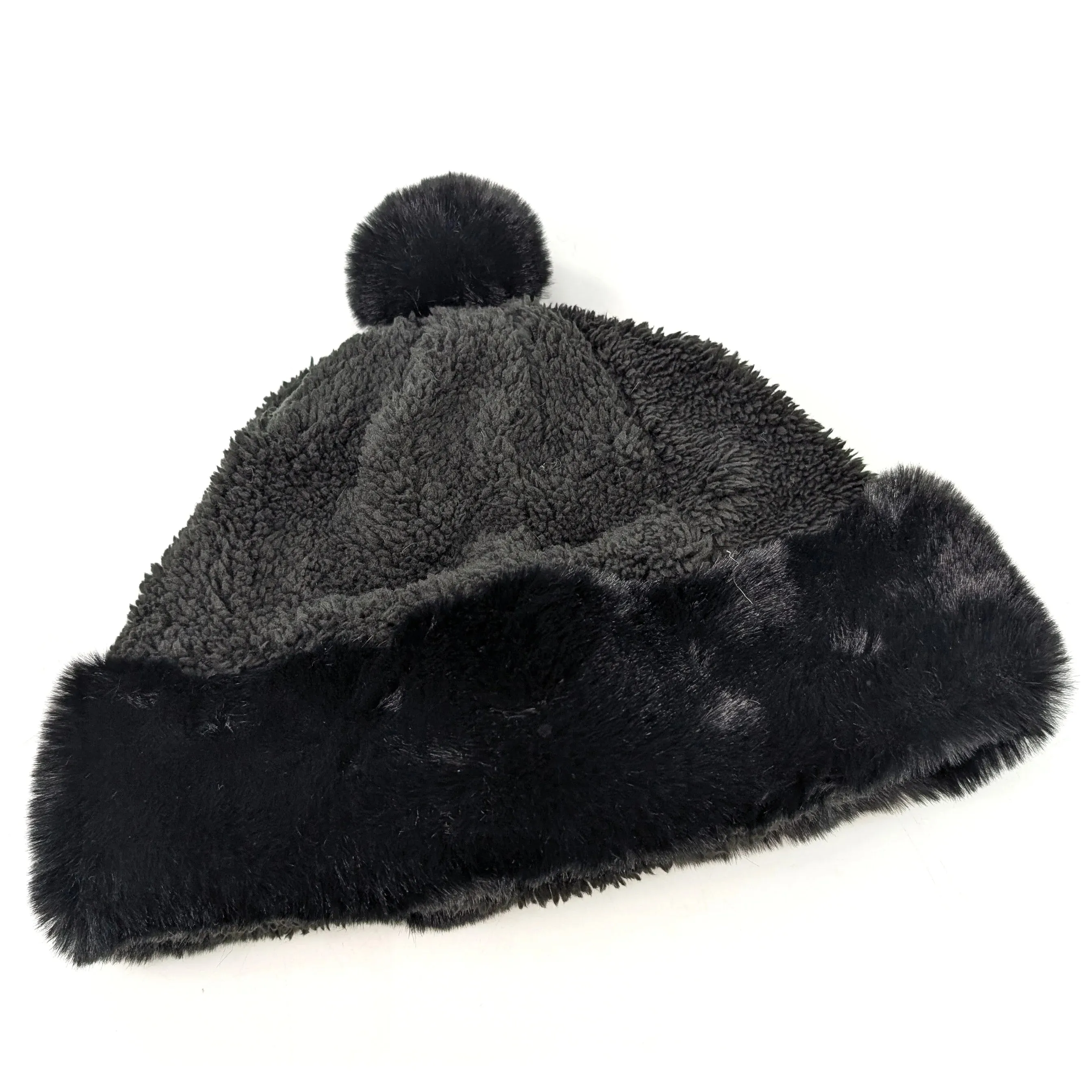 Black Ginger Black Faux Fur Bobble Hat - 735-822