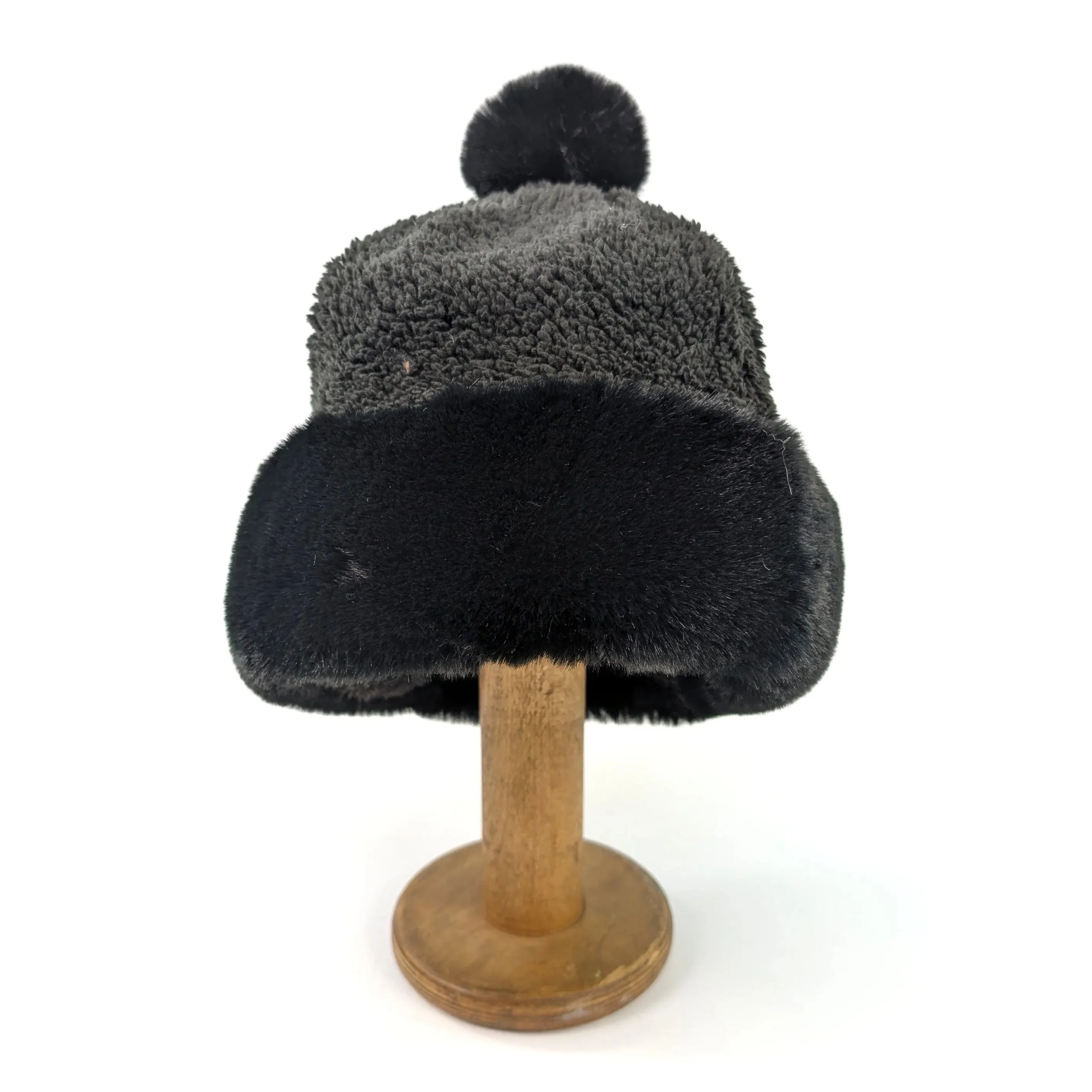 Black Ginger Black Faux Fur Bobble Hat - 735-822