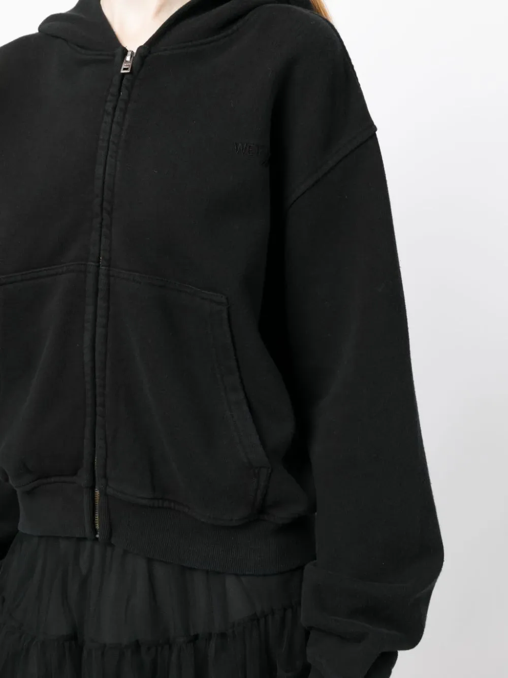 Black Washed Hoodie Zip-Up Sweater