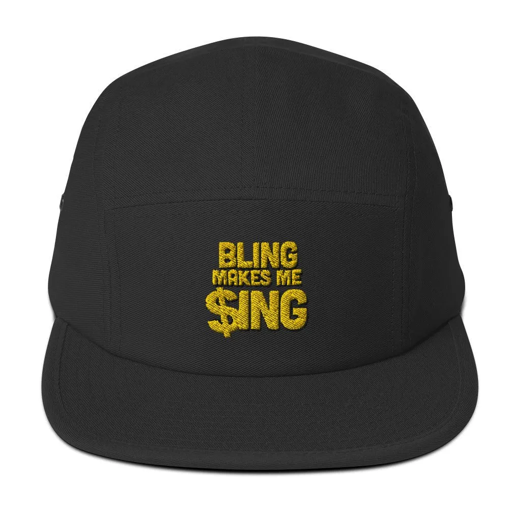 Bling makes me Sing Five Panel Yupoong 7005 Flat Brimmed Cool Cap Hollywood