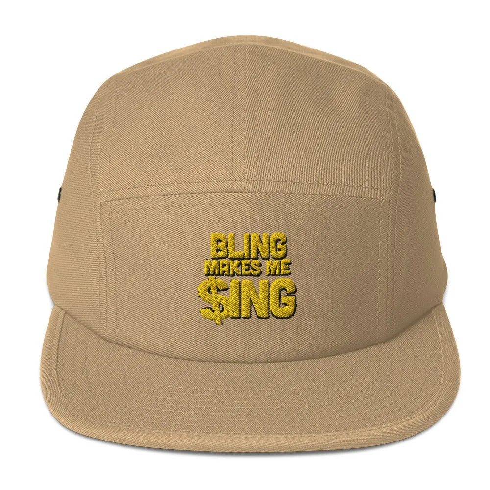 Bling makes me Sing Five Panel Yupoong 7005 Flat Brimmed Cool Cap Hollywood