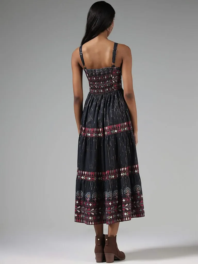 Bombay Paisley Black Floral Embroidered Dress