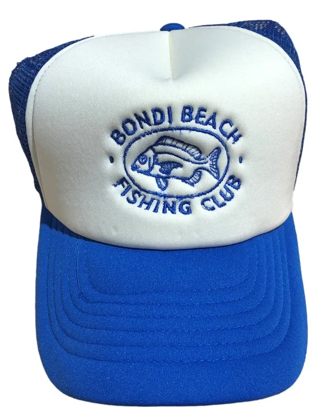 Bondi Beach Fishing Club Trucker Cap (Royal Blue & White)