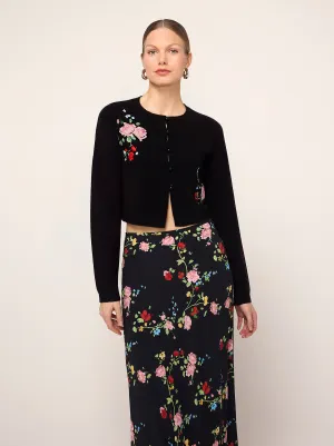 Carmel Black Embroidered Knit Cardigan