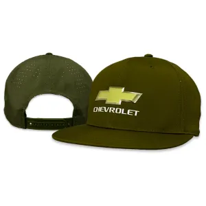 Chevy Gold Bowtie Army Green Perform Fabric Snap Back