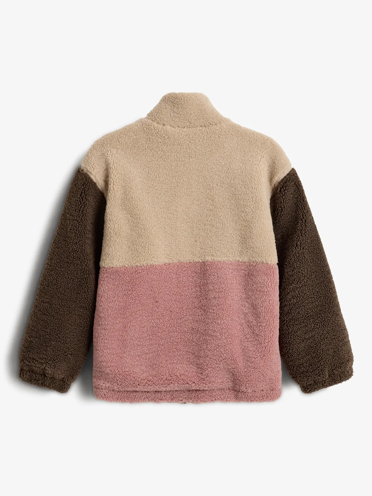 Colorblock Teddy Jacket - Kids - Dusty Rose/Beige/Dark Earth