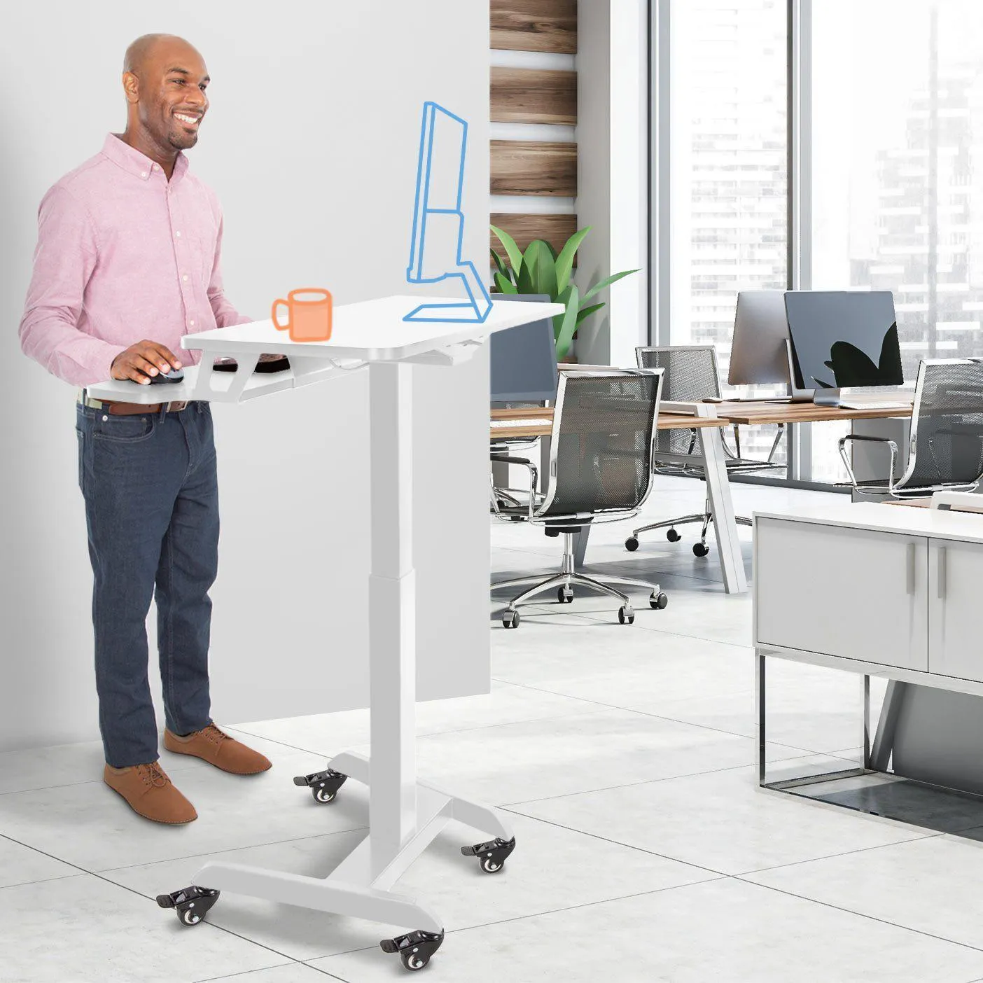 Cruizer Premier Electric Mobile Standing Desk | Portable Podium