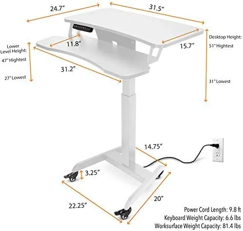 Cruizer Premier Electric Mobile Standing Desk | Portable Podium