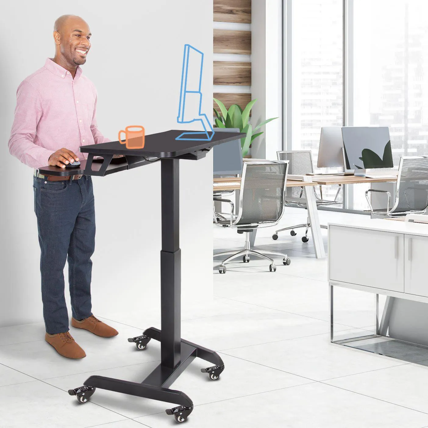 Cruizer Premier Electric Mobile Standing Desk | Portable Podium