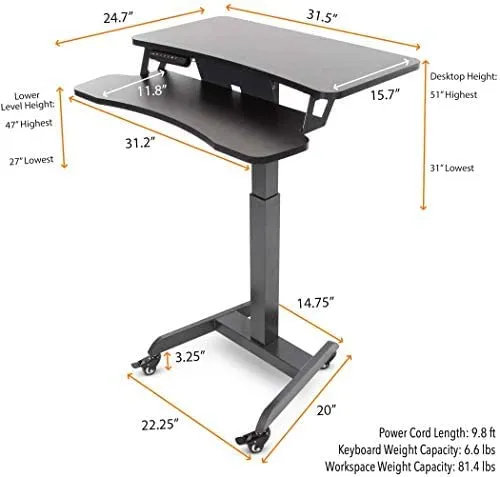 Cruizer Premier Electric Mobile Standing Desk | Portable Podium