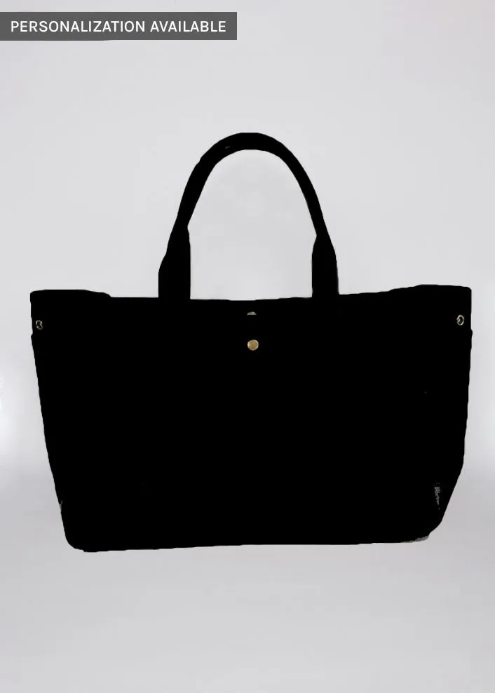 Custom Embroidered Pocket Tote- Black