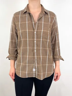 Eileen Relaxed Button Up Shirt in Camel Cream Windowpane