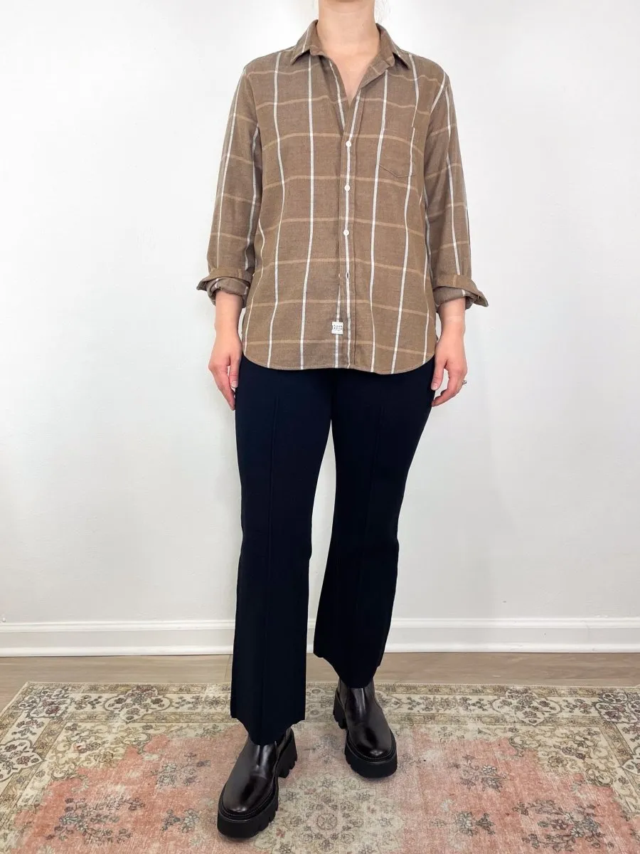 Eileen Relaxed Button Up Shirt in Camel Cream Windowpane