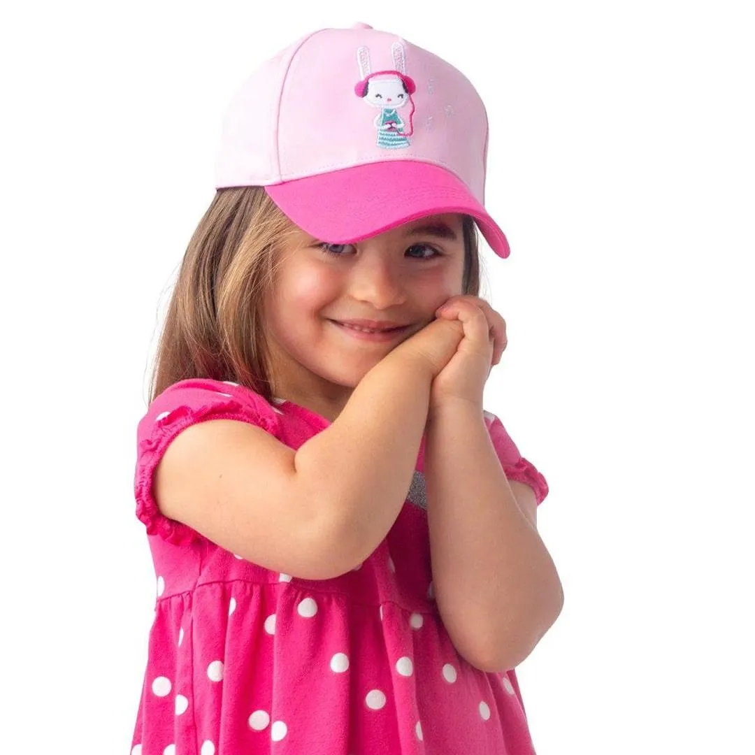 FlapJack Kids Girl UPF50  Ball Cap - Pink Bunny