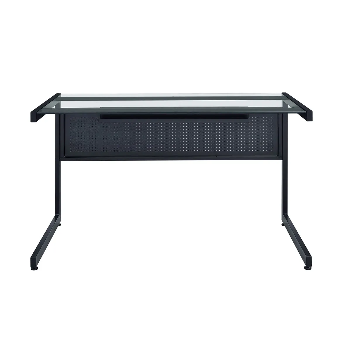 Glass Top 50" Modern Black C-Shaped Modular Desk