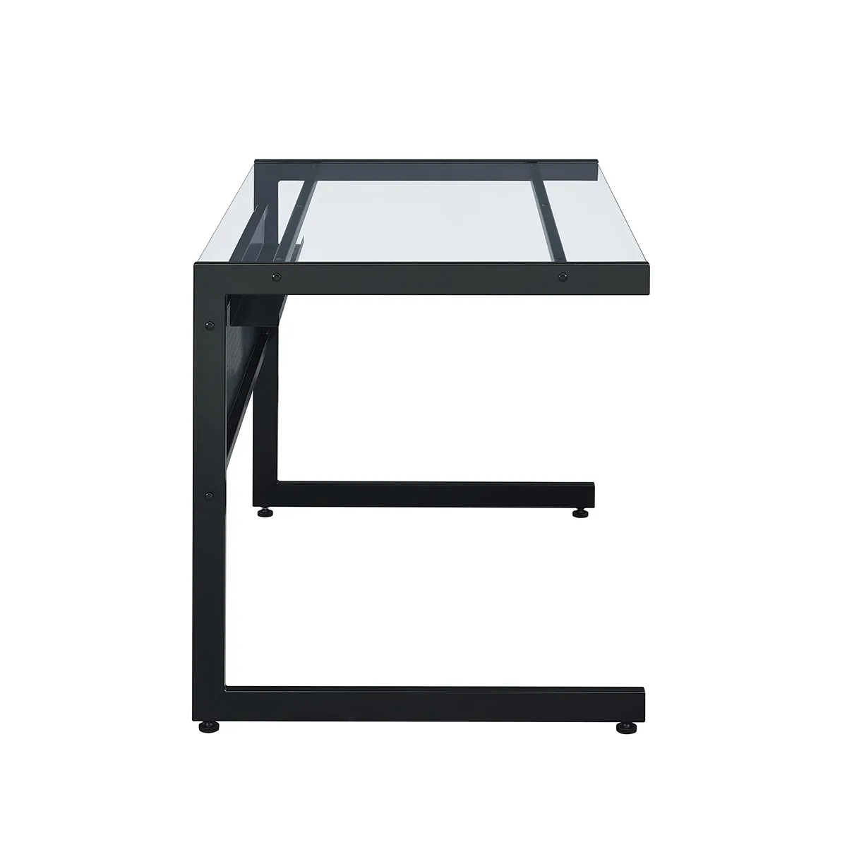 Glass Top 50" Modern Black C-Shaped Modular Desk