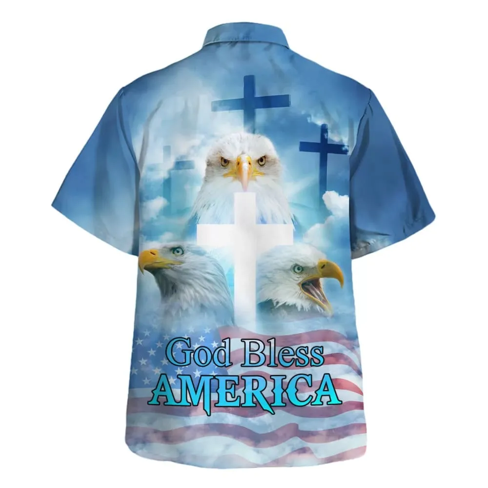 God Bless American White Head Eagle Hawaiian Shirt - Christian Hawaiian Shirt - Religious Hawaiian Shirts