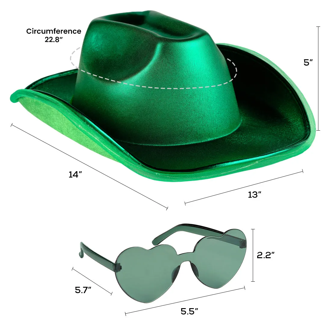 Green Light Up Cowgirl Hats for Women Western - Stylish Cowboy Hats for Women - FUNCREDIBLE