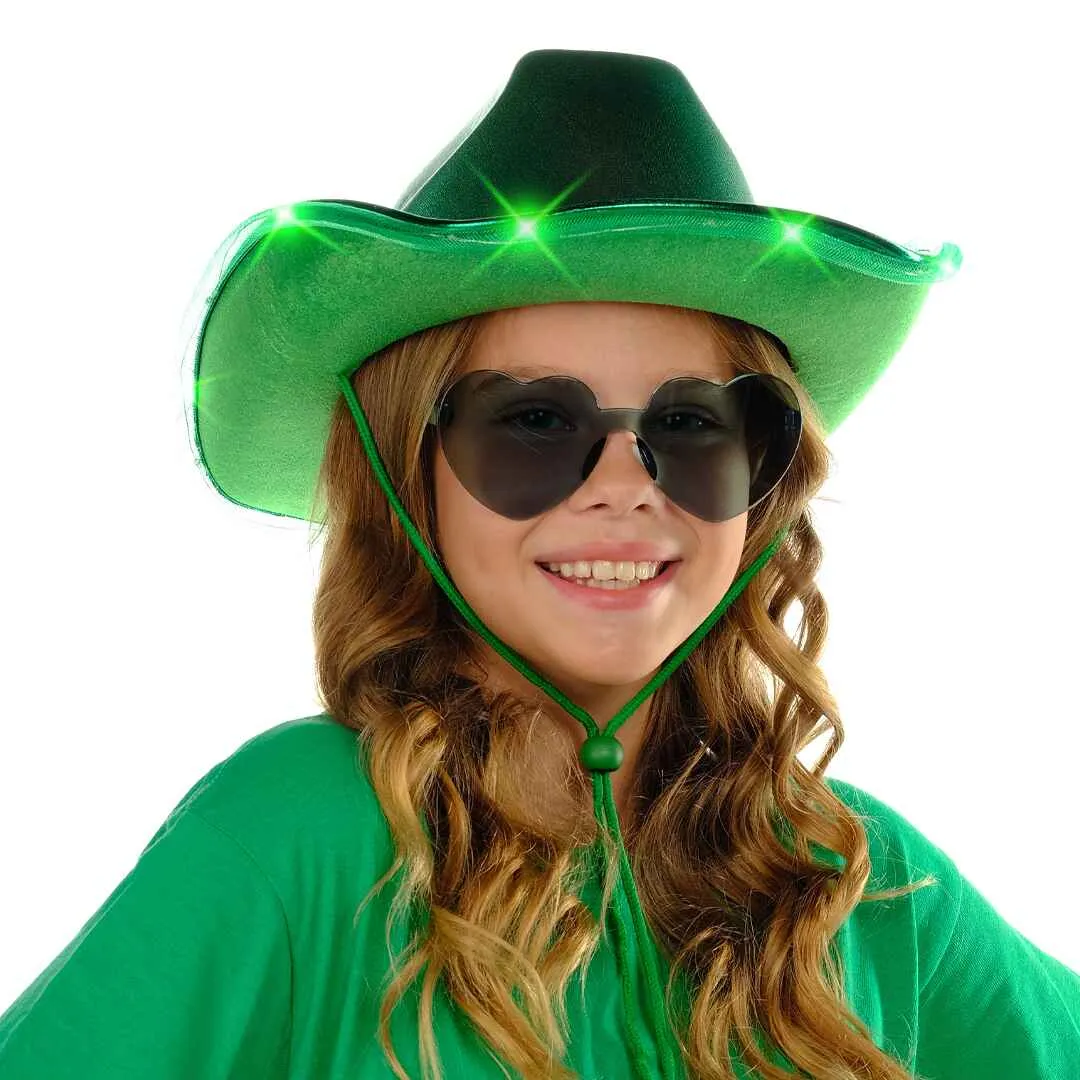 Green Light Up Cowgirl Hats for Women Western - Stylish Cowboy Hats for Women - FUNCREDIBLE