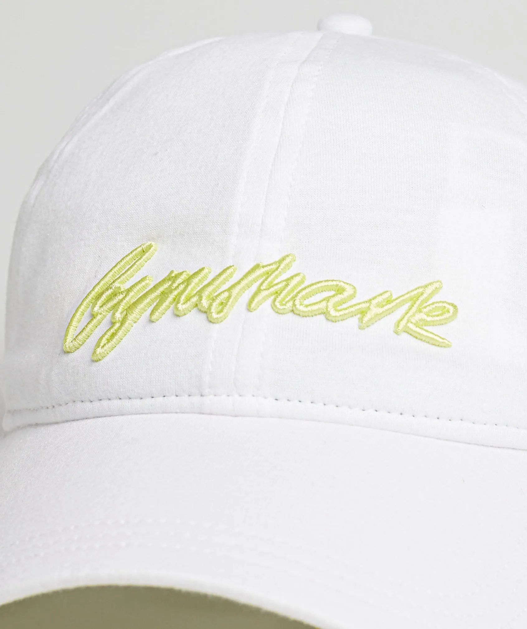 Gymshark Handwriting Baseball Cap - White/Firefly Green