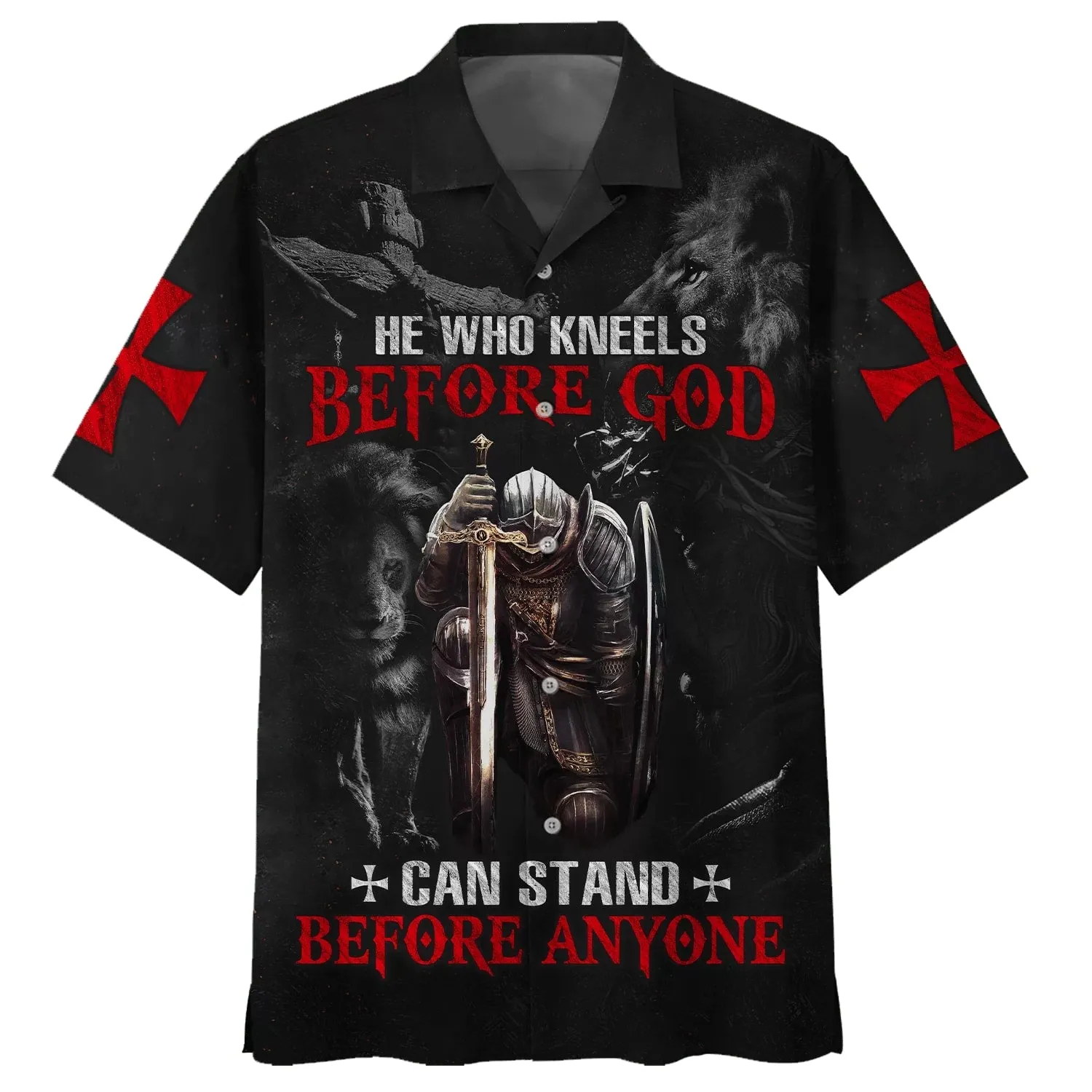 He Who Kneels Before God Can Stand Before Anyone Hawaiian Shirt - Best Hawaiian Shirts - Christian Hawaiian Shirt