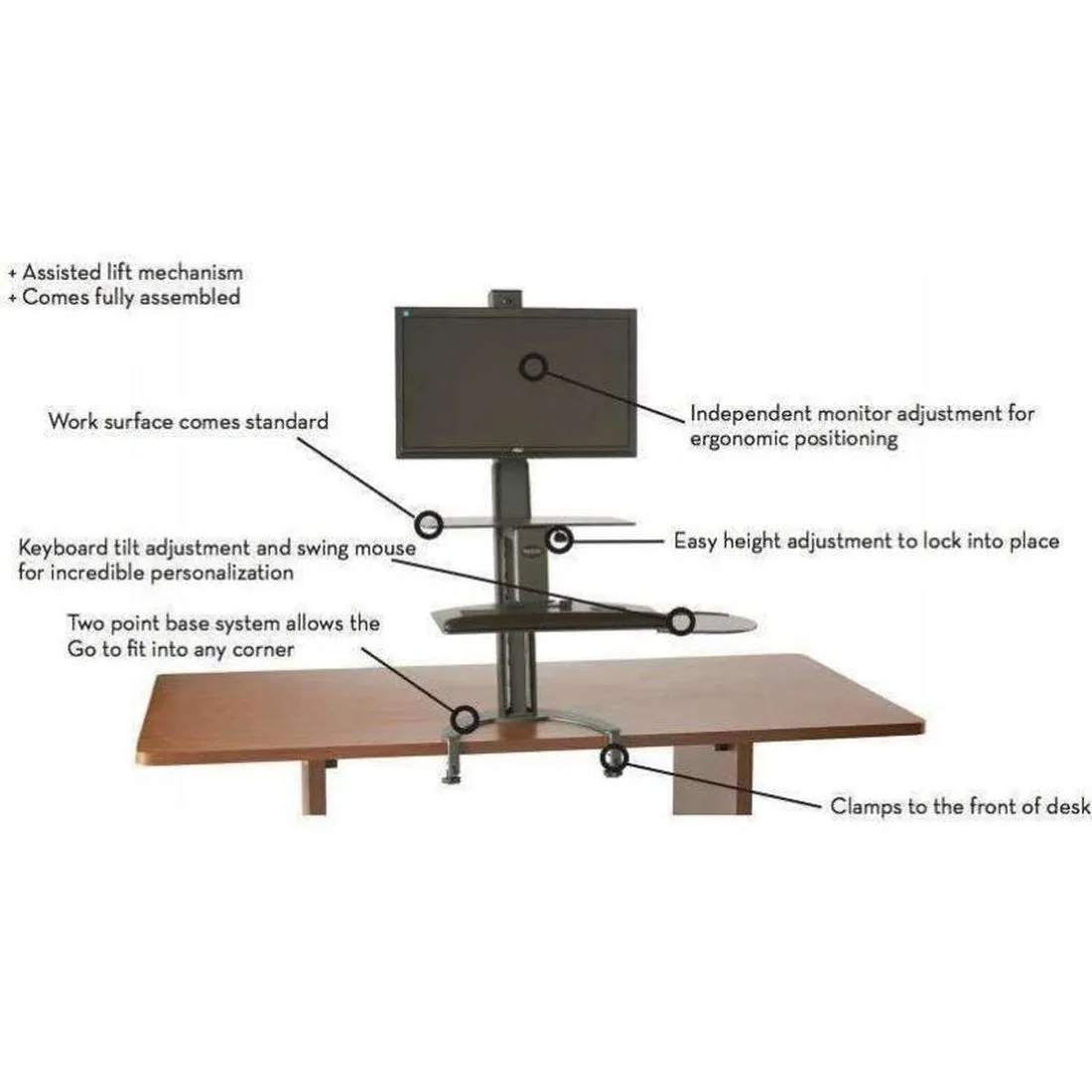 HealthPostures Black Taskmate Go Single 6300, Desk Converter, HP-6300