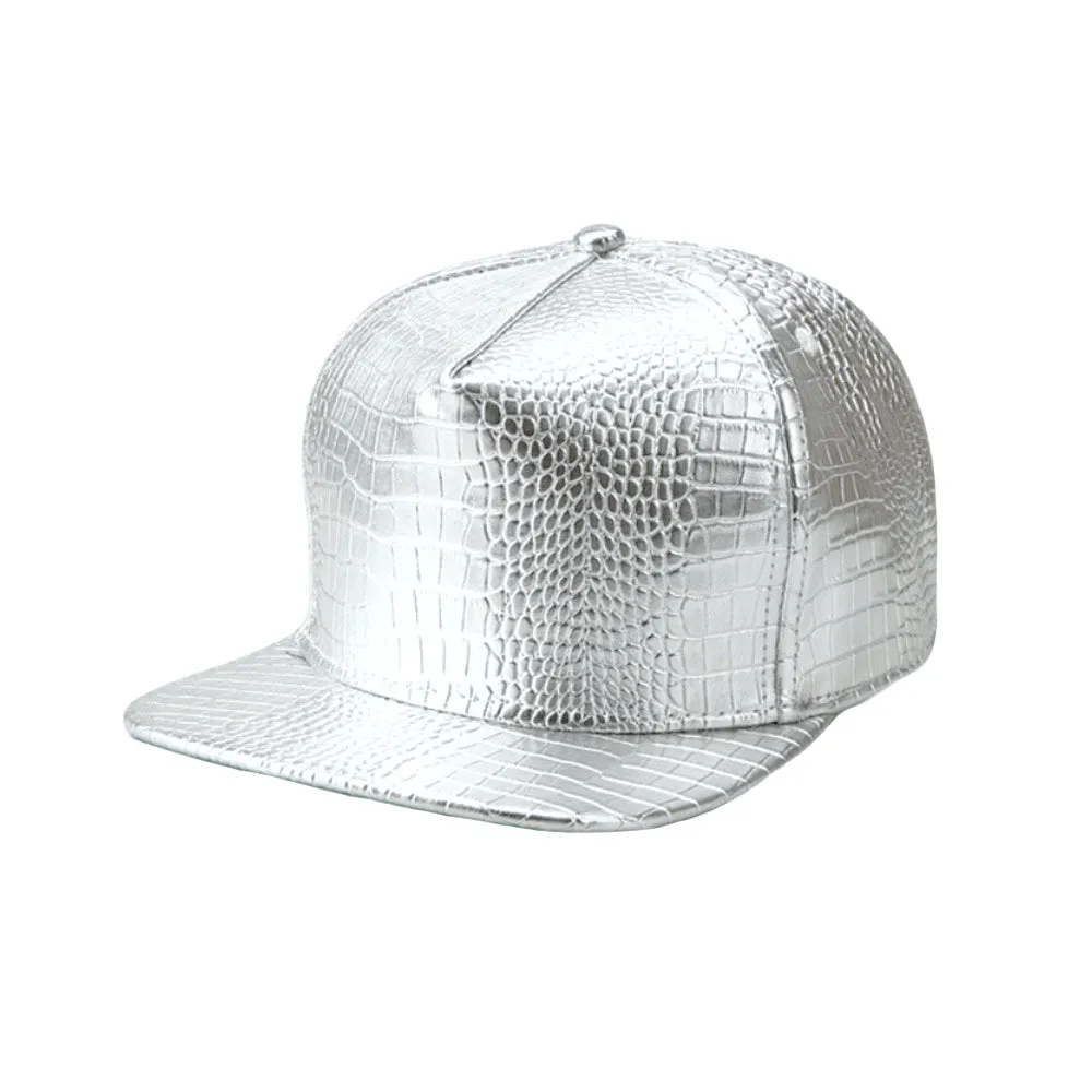 High Shine Crocodile Baseball Cap Flat Brim Snapback Hat Shiny Hip Hop Cap YZ20191