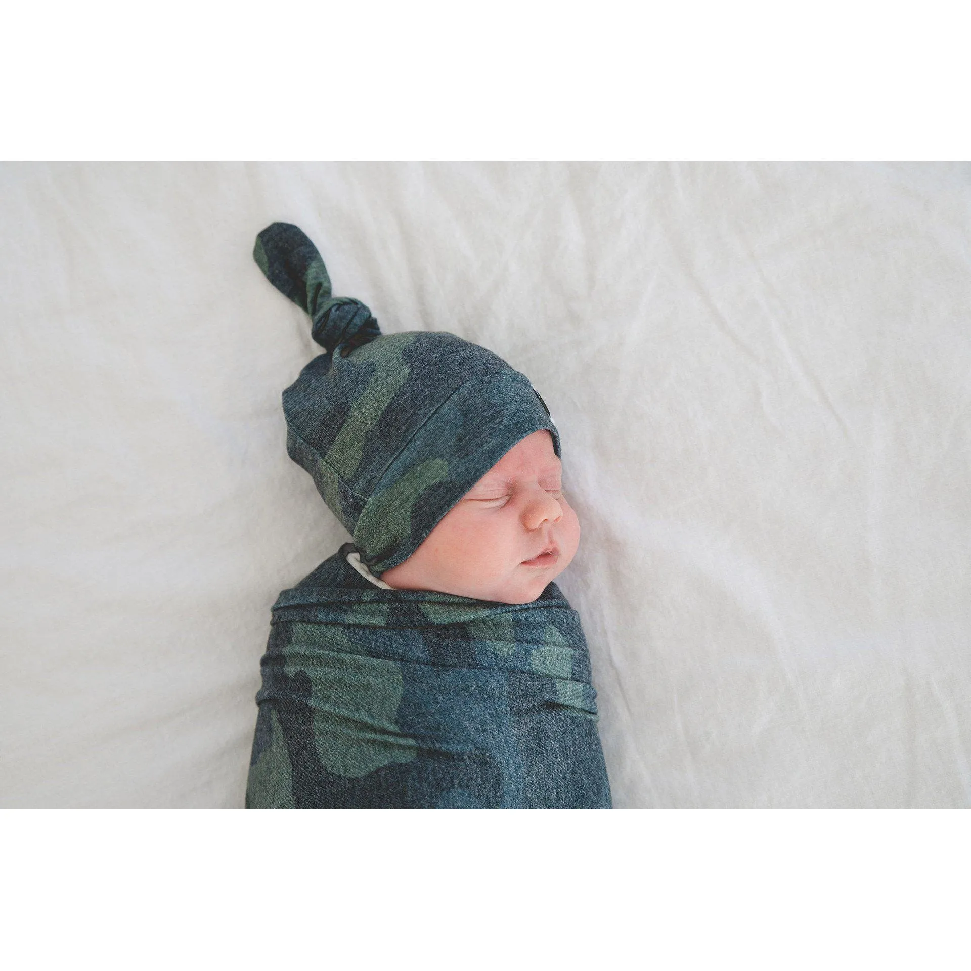 Hunter Newborn Top Knot Hat