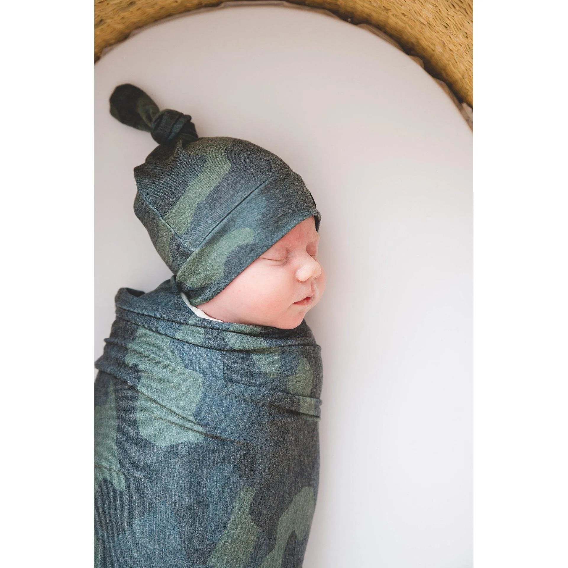 Hunter Newborn Top Knot Hat