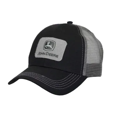 John Deere Men's Black and Grey Cap