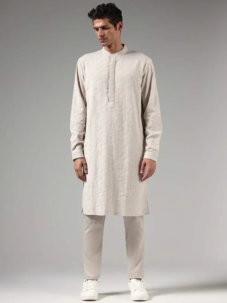 Kala by ETA Taupe Mid-Rise Cotton Blend Churidar