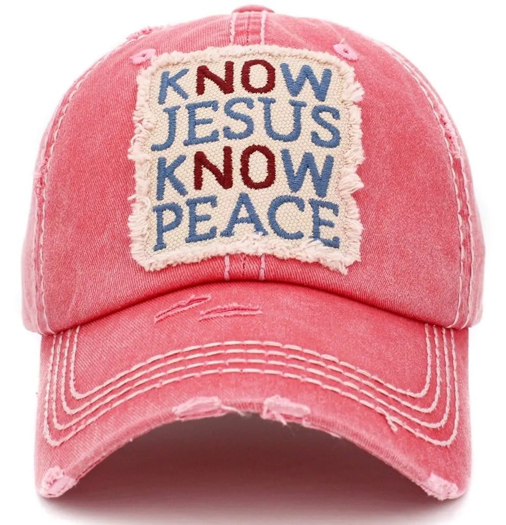 KBV1402 "Know Jesus Know Peace" Vintage Washed Baseball Cap