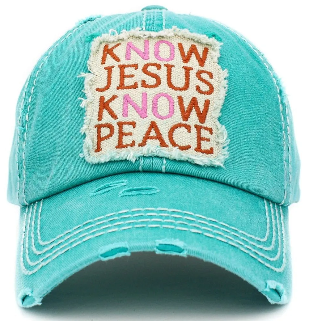 KBV1402 "Know Jesus Know Peace" Vintage Washed Baseball Cap