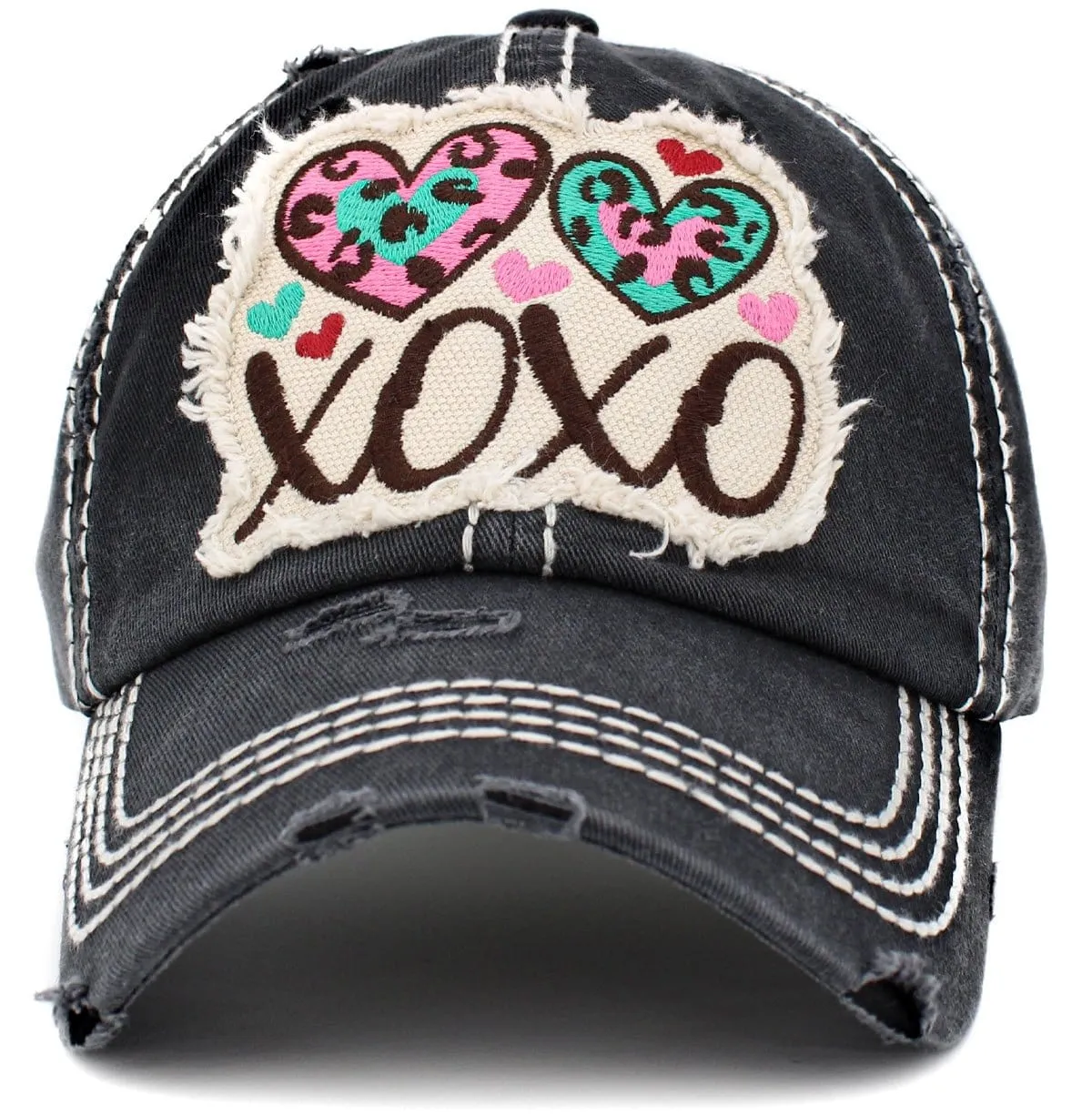 KBV1411 "XOXO" Vintage Distressed Cotton Cap