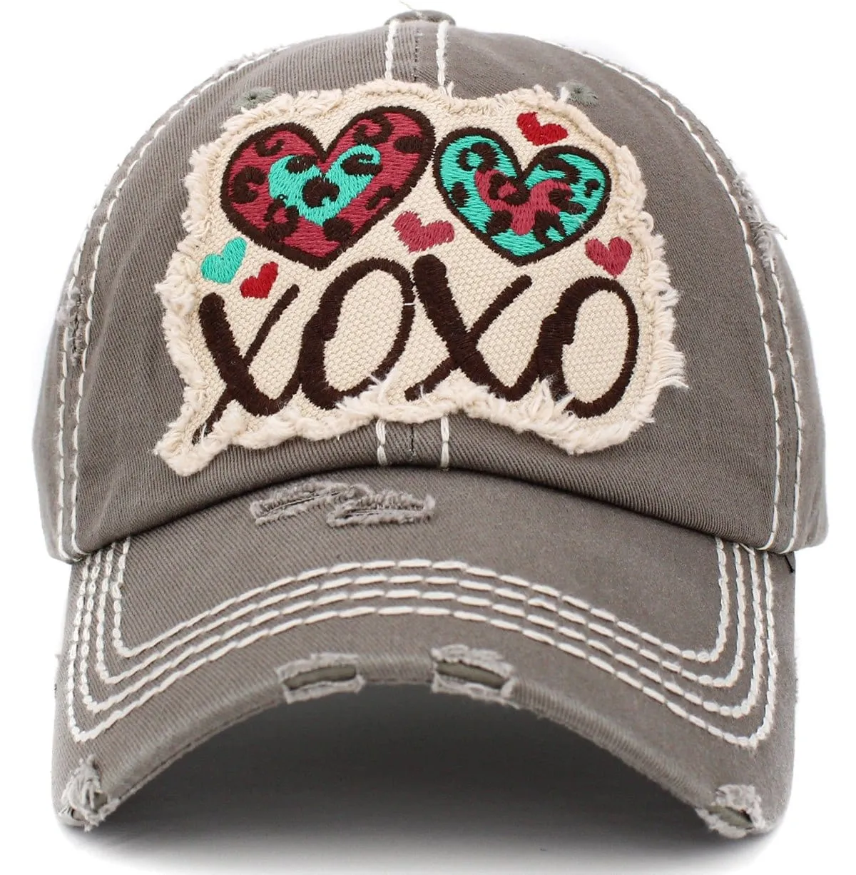 KBV1411 "XOXO" Vintage Distressed Cotton Cap