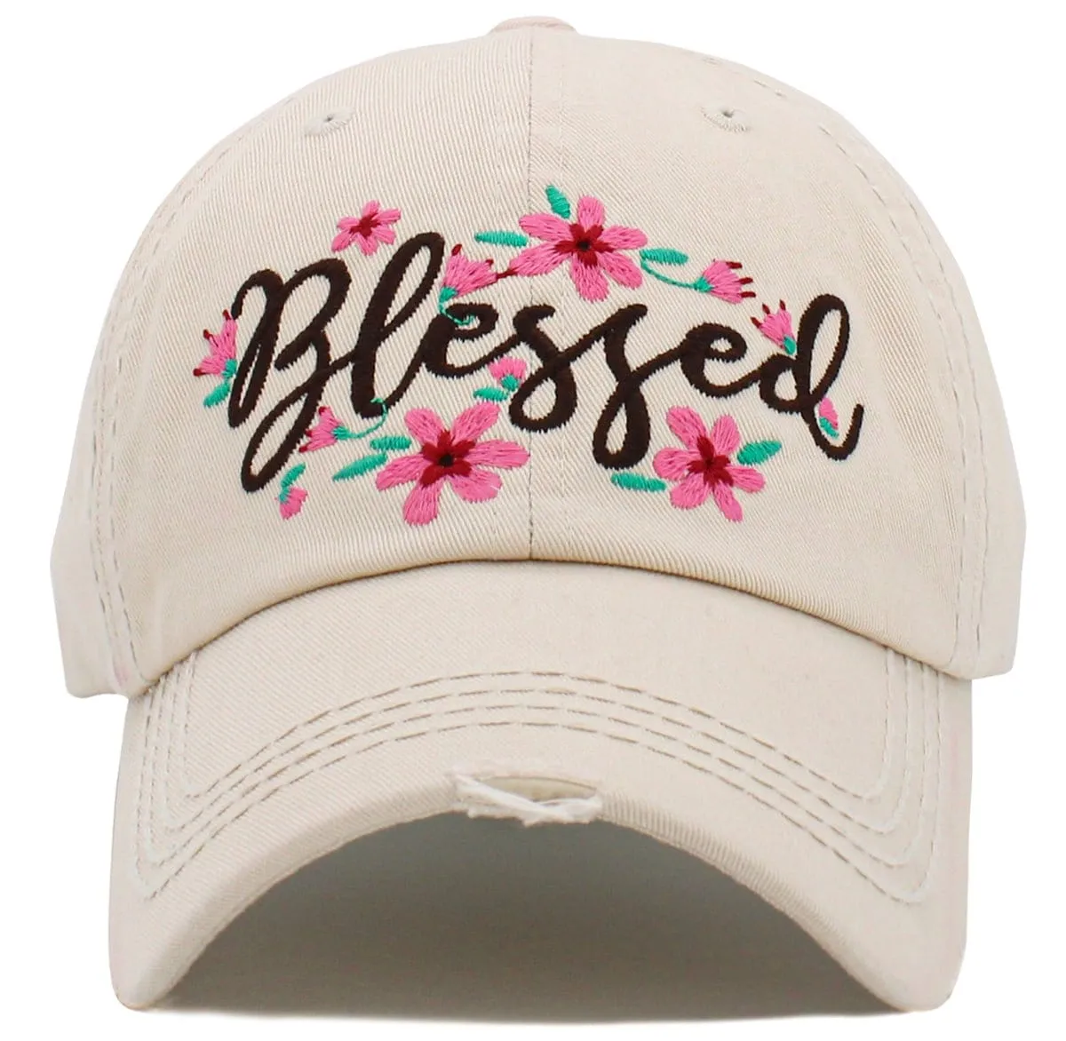 KBV1477 'Blessed ' Floral Washed Vintage Ballcap