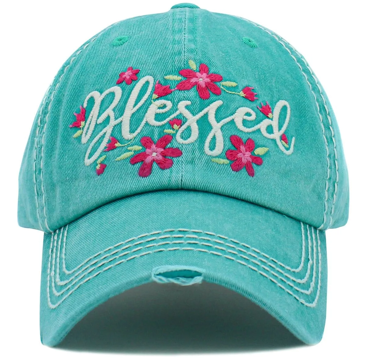 KBV1477 'Blessed ' Floral Washed Vintage Ballcap